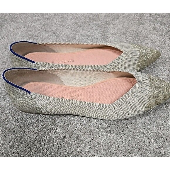 Rothys The Point Diamond Mettalic Flats Pointy Shoes Colorblock Women’s Size 8.5 - Picture 6 of 9